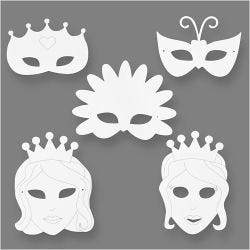 Fairy Tale Masks, H: 13,5-25 cm, W: 17-25 cm, 230 g, white, 16pc/ 1 pack