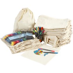 Drawstring and shopping bags with marker