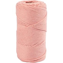Macramé Cord, L: 198 M, dia. 2 mm, rose, 330 g/ 1 roll