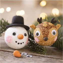 Mini Craft Kit Christmas Baubles, Reindeer and Snowman, 1 pack