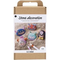Craft Kit Stone Decoration, Monster, assorted colours, 1 pack