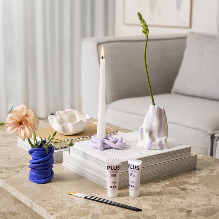 Candle Holder, Bowl and Vases in Self-Hardening Clay