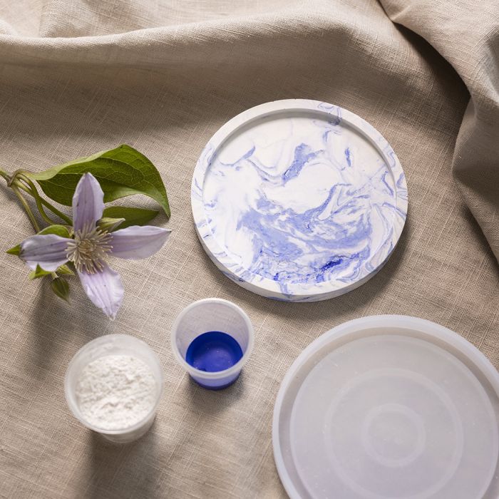 Round Tray with Marbling