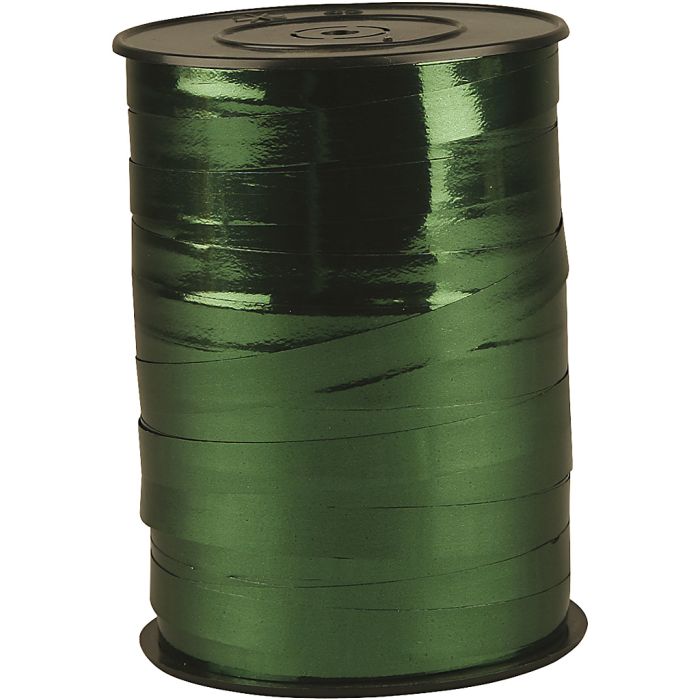 Curling Ribbon, W: 10 mm, glossy,metallic, green, 250 m/ 1 roll