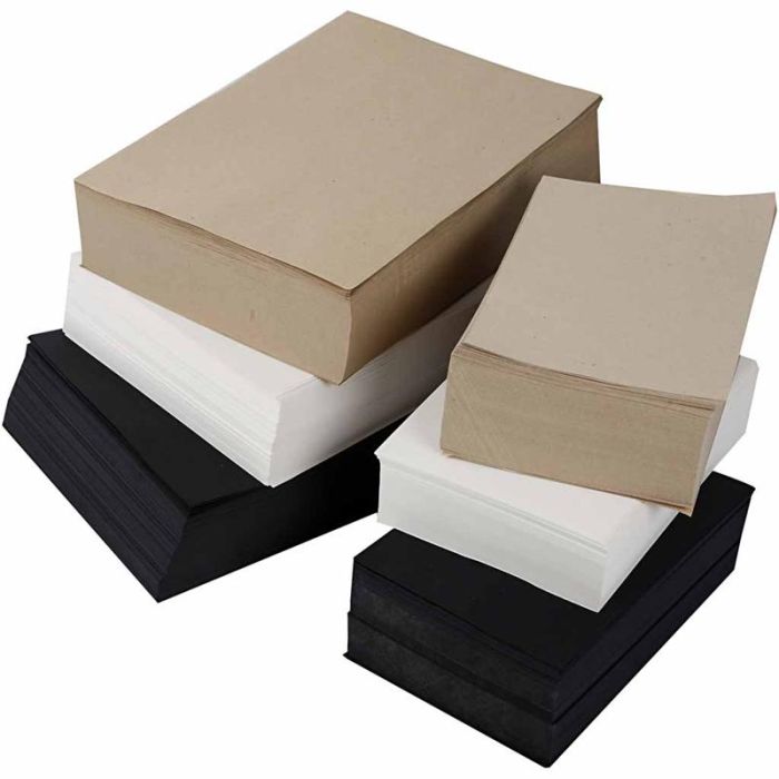 Kraft Paper, A3,A4, 100+135 g, black, grey, noble, white, 6000 ass sheets/ 1 pack