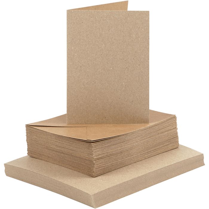 Cards and envelopes, card size 10,5x15 cm, envelope size 11,5x16,5 cm, 120+240, natural, 50 set/ 1 pack