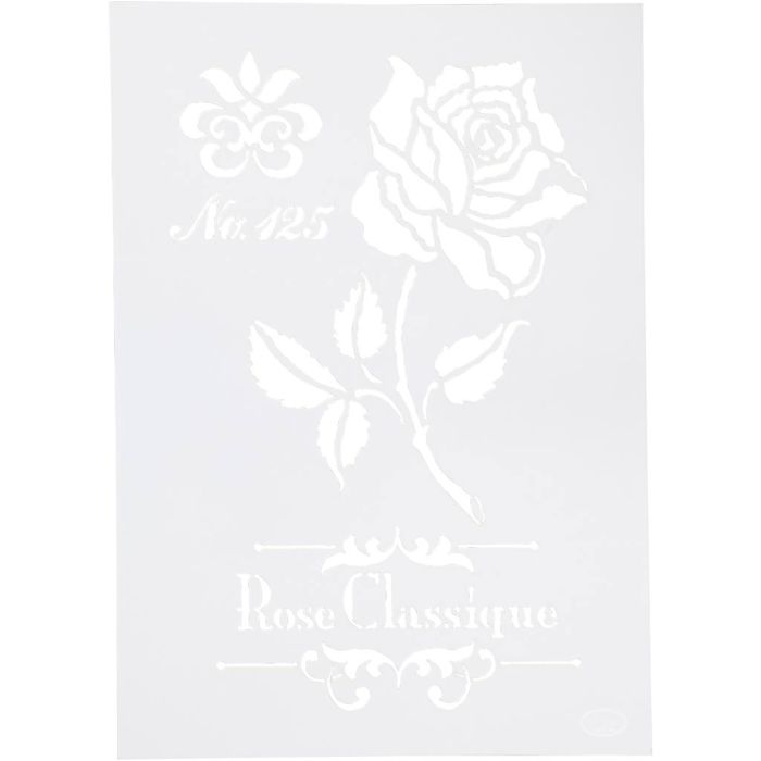 Stencil , rose, A4, sheet 210x297 mm, 1 pc