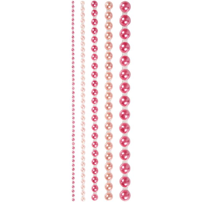 Half Pearls, size 2-8 mm, pink, 140 pc/ 1 pack
