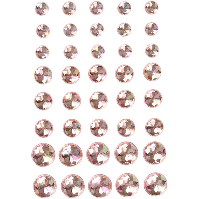 Rhinestones, size 6+8+10 mm, pink, 40 pc/ 1 pack