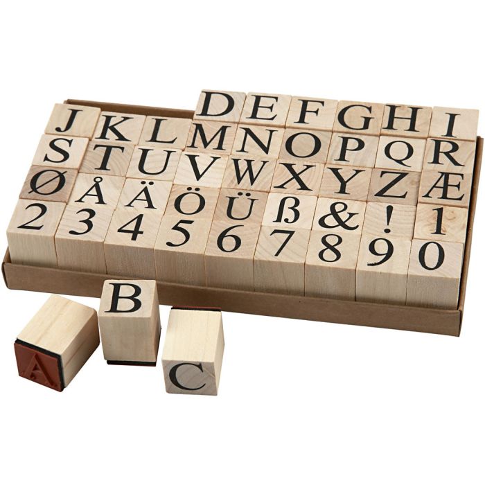 Wooden Stamps Set, size 20x20 mm, ca. 15 mm, 45 pc/ 1 pack