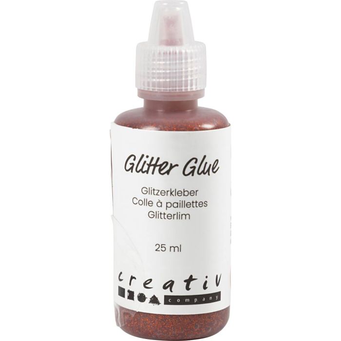 Glitter Glue, orange, 25 ml/ 1 bottle
