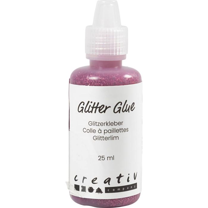 Glitter Glue, rose, 25 ml/ 1 bottle