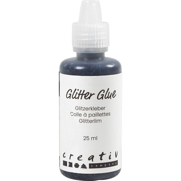 Glitter Glue, black, 25 ml/ 1 bottle
