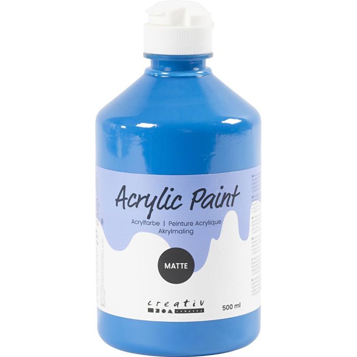 Acrylic Paint Matte, primary blue, 500 ml/ 1 bottle