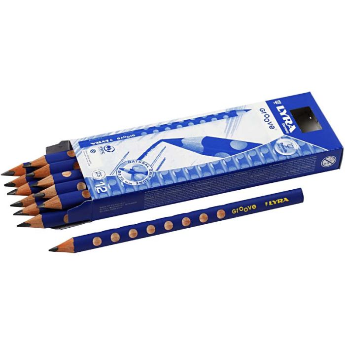 Groove Graphite Pencils, dia. 10 mm, B, lead 4,25 mm, 12 pc/ 1 pack