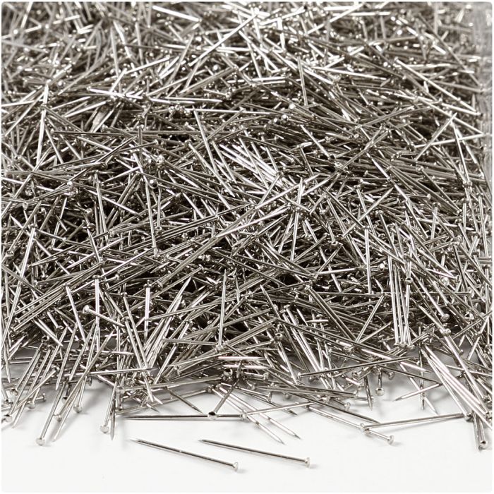 Straight Pins, L: 18 mm, thickness 0,6 mm, ca. 10000 pc, silver, 500 g/ 1 pack