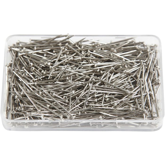 Straight Pins, L: 16 mm, thickness 0,65 mm, ca. 500 pc, silver, 35 g/ 1 pack