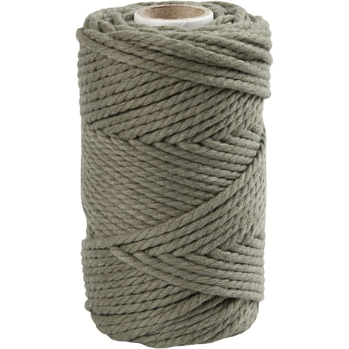 Macramé cord, L: 55 m, dia. 4 mm, moss green, 330 g/ 1 roll