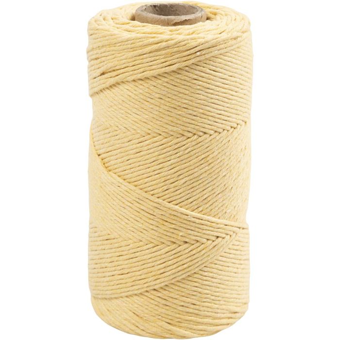 Macramé Cord, L: 198 m, dia. 2 mm, light yellow, 330 g/ 1 roll