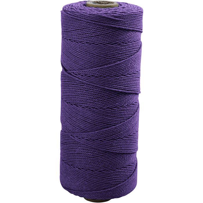 Macramé cord, L: 315 m, thickness 1 mm, Thin quality 12/12, violet, 220 g/ 1 ball