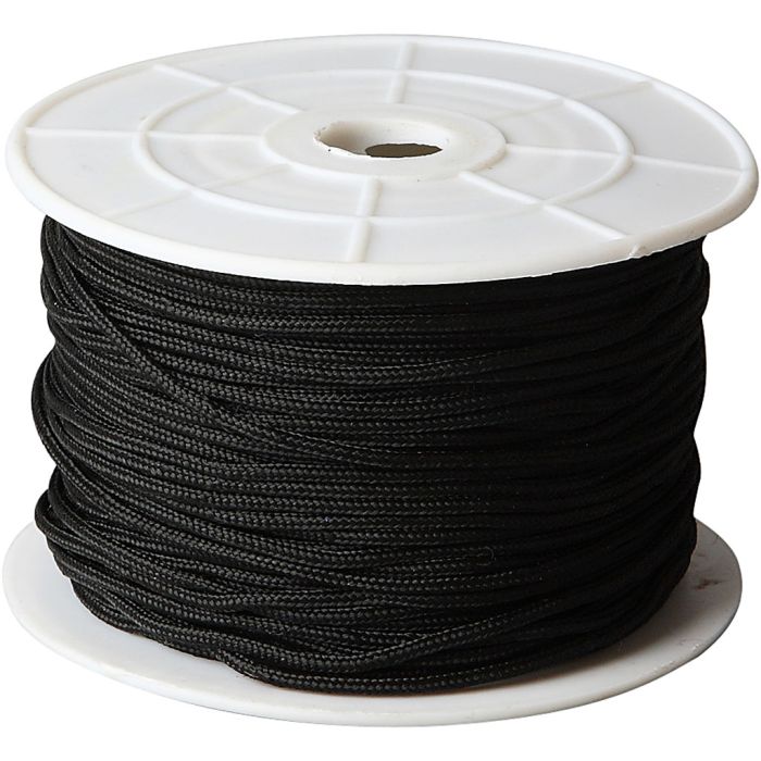 Polyester Cord, thickness 1,8 mm, black, 50 m/ 1 roll