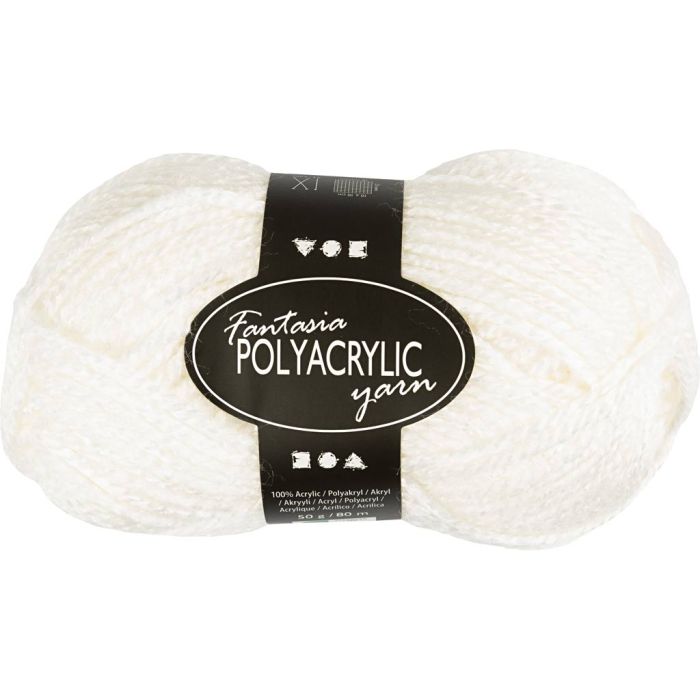 Fantasia Acrylic Yarn, L: 80 m, needle 4,5-5, white, 50 g/ 1 ball