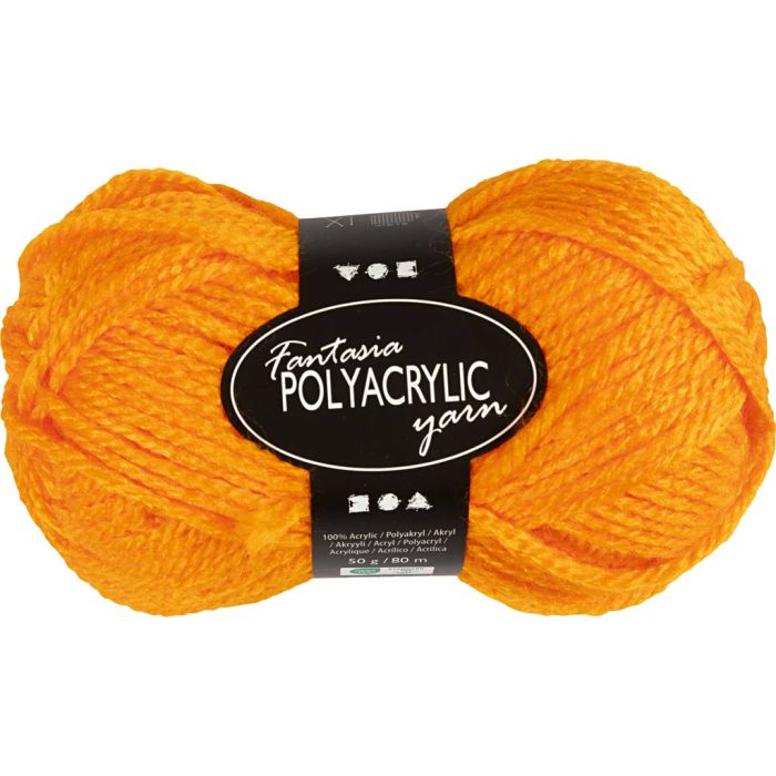 Fantasia Acrylic Yarn, L: 80 m, needle 4,5-5, neon orange, 50 g/ 1 ball