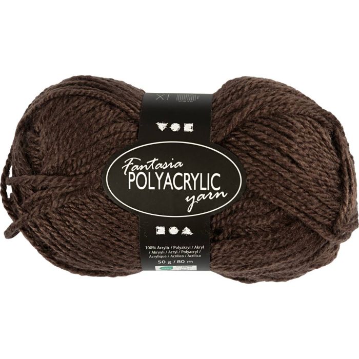 Fantasia Acrylic Yarn, L: 80 m, needle 4,5-5, brown, 50 g/ 1 ball