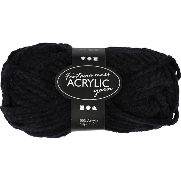 Fantasia Acrylic Yarn, L: 35 m, needle 9-10, black, 50 g/ 1 ball