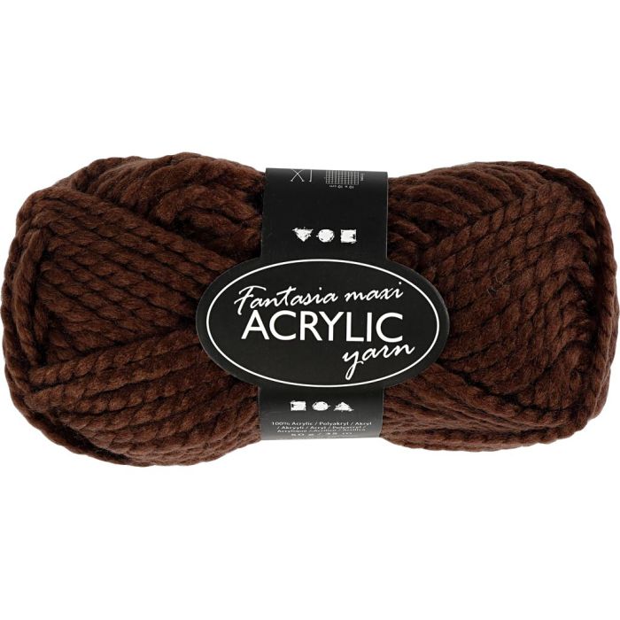 Fantasia Acrylic Yarn, L: 35 m, needle 9-10, brown, 50 g/ 1 ball