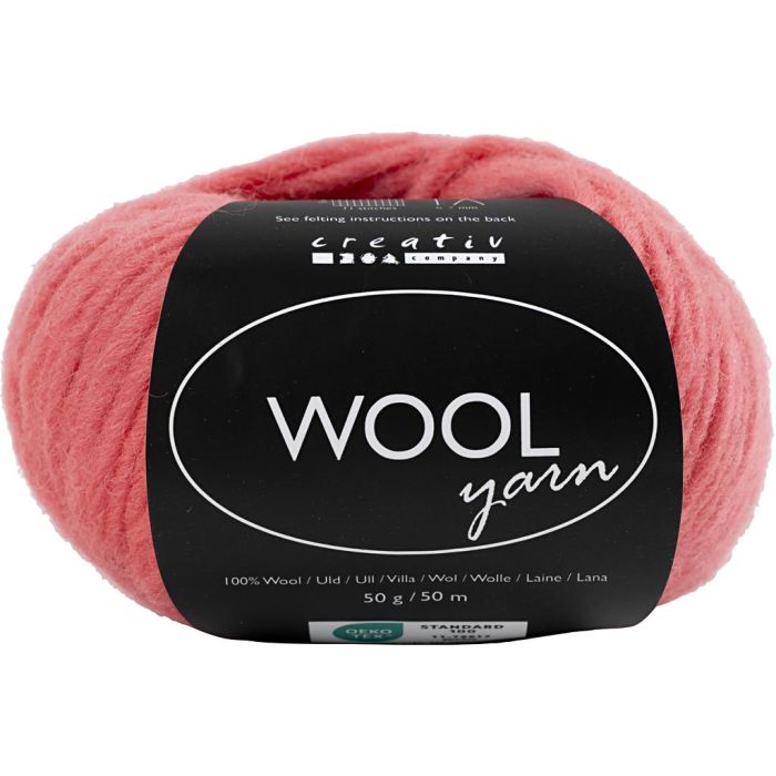 Wool Yarn, L: 63 m, needle 6-7, light red, 50 g/ 1 ball