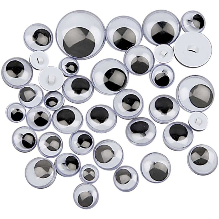 Googly Eyes, sew-on, sewing, dia. 8-20 mm, 24 asstd./ 1 pack
