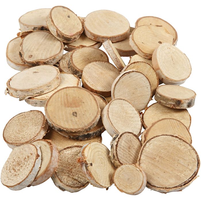 Wood Mix, dia. 25-45 mm, thickness 7 mm, ca. 140 pc, 600 g/ 1 pack