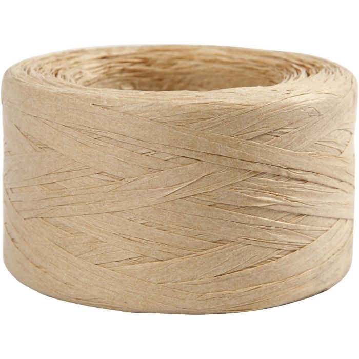 Paper Raffia Yarn, W: 7-8 mm, sand, 100 m/ 1 roll