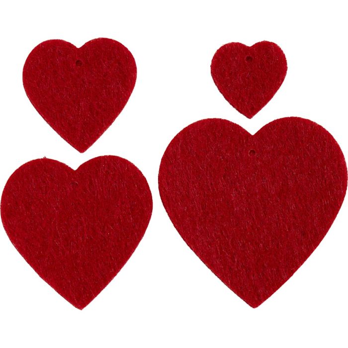 Felt Figure, size 2-5 cm, thickness 1 mm, heart, 20 pc/ 1 pack