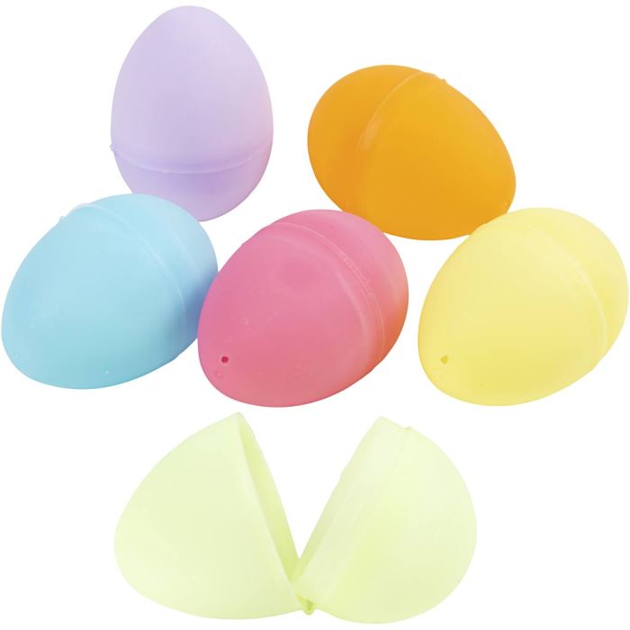 Eggs, H: 6 cm, dia. 4 cm, pastel colours, 12 pc/ 1 pack