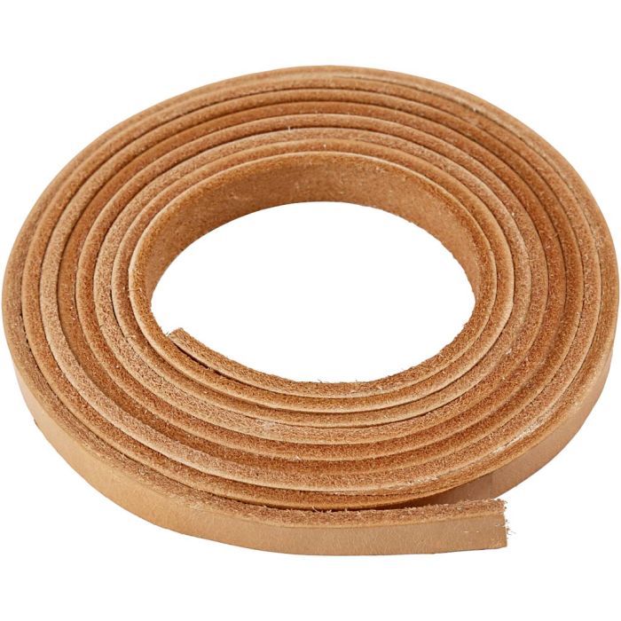 Leather Band, W: 10 mm, thickness 3 mm, natural, 2 m/ 1 pack