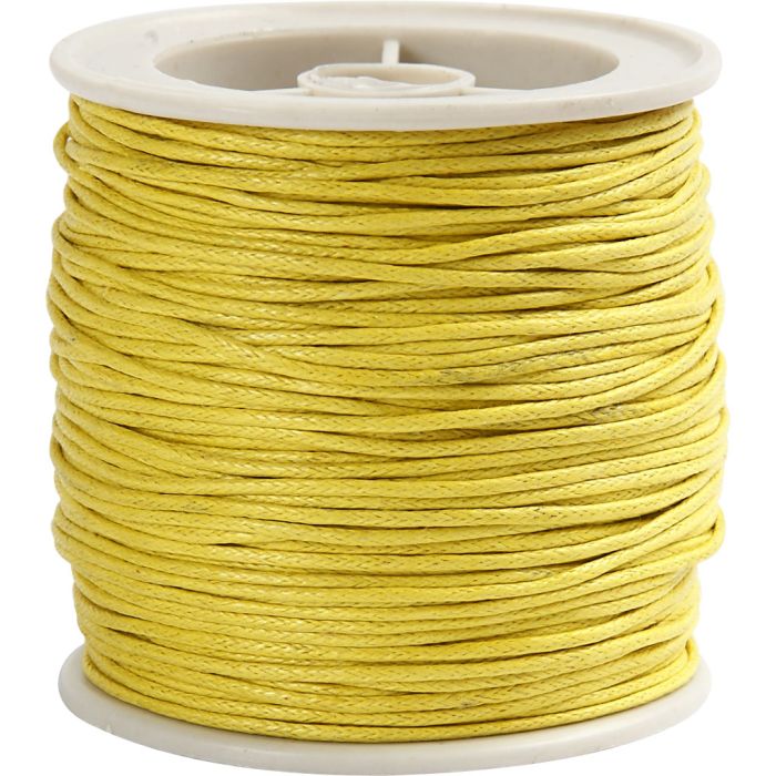 Cotton Cord, thickness 1 mm, waxed, yellow, 40 m/ 1 roll