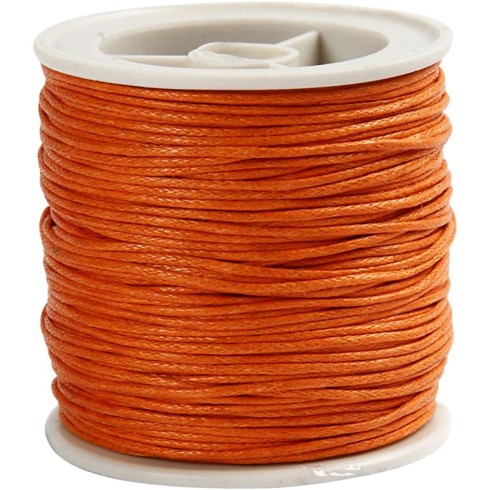 Cotton Cord, thickness 1 mm, waxed, orange, 40 m/ 1 roll