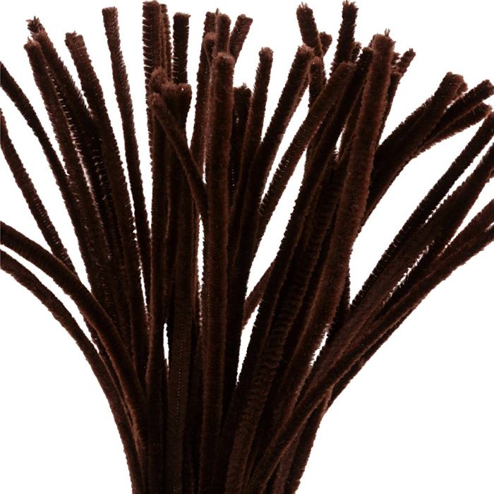 Chenille, L: 30 cm, thickness 6 mm, brown, 50 pc/ 1 pack