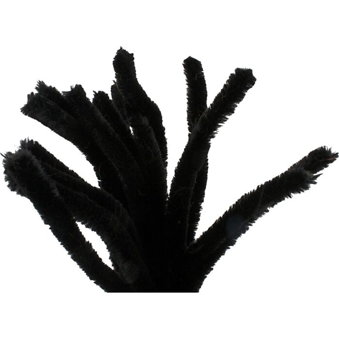 Chenille, L: 30 cm, thickness 15 mm, black, 15 pc/ 1 pack