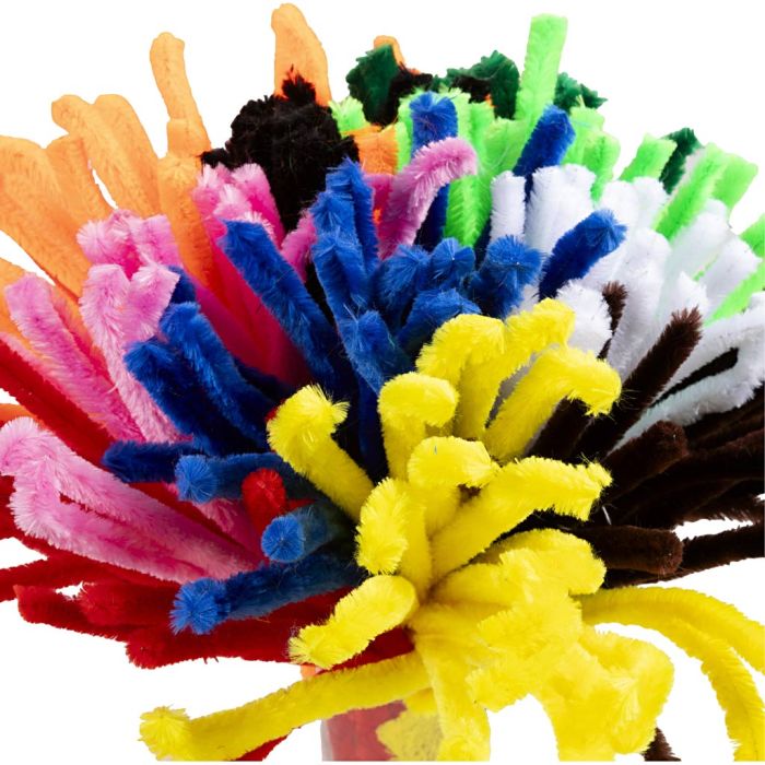 Chenille, L: 30 cm, thickness 15 mm, assorted colours, 200 asstd./ 1 pack