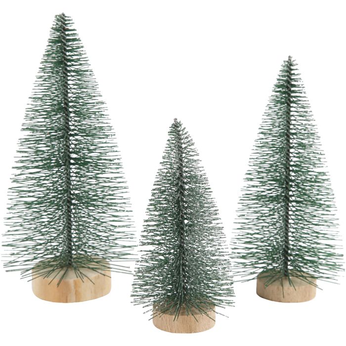 Christmas Spruce Trees, H: 10+13+14 cm, 3 pc/ 1 pack