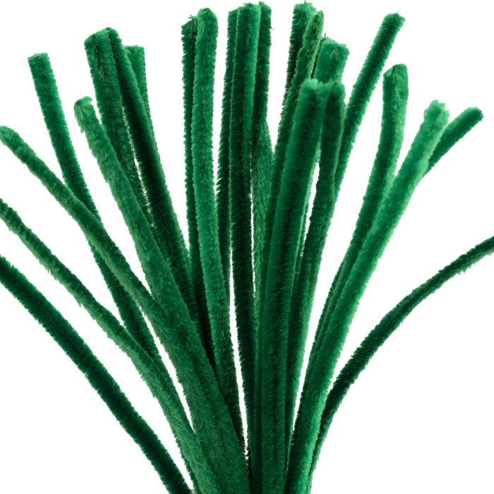 Chenille, L: 30 cm, thickness 9 mm, dark green, 25 pc/ 1 pack
