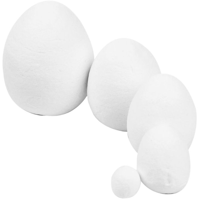 Compressed Cotton Eggs, size 12+25+35+40+47 mm, white, 200 pc/ 1 pack