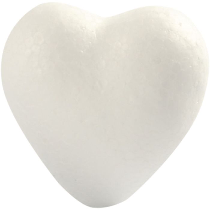Heart, H: 6 cm, D. 3 cm, W: 6 cm, white, 5 pc/ 1 pack
