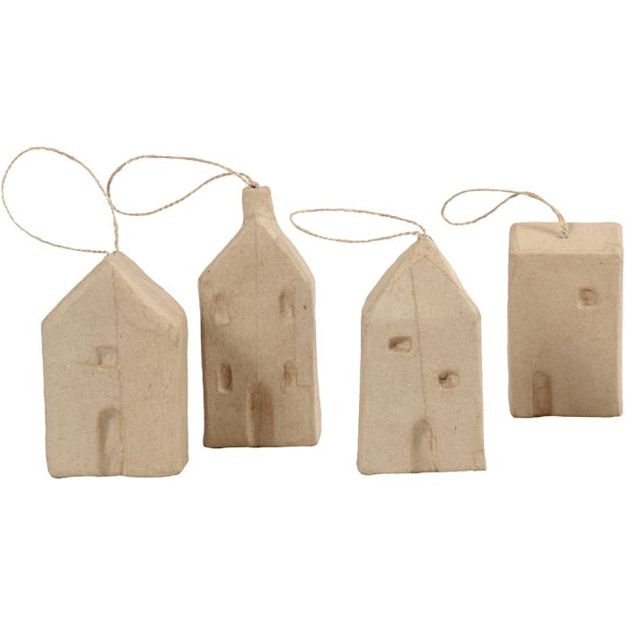 House, H: 9,5-12 cm, L: 5,5-6,5 cm, W: 3 cm, 4 pc/ 1 pack