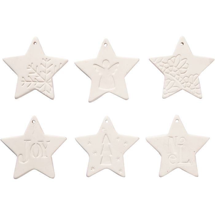 Hanging Ornaments, star, size 7x7 cm, white, 6 pc/ 1 pack