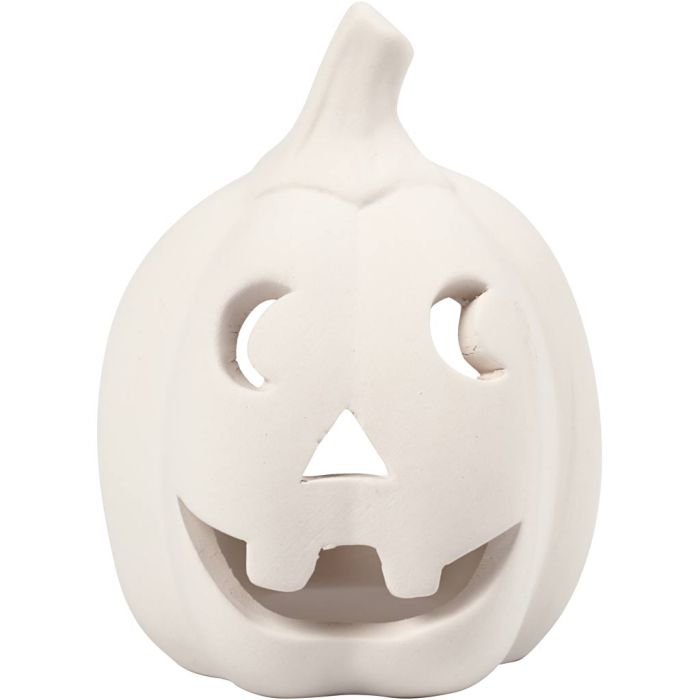 Tea Light Candle Holder, Pumpkin, H: 9,5 cm, dia. 6,5 cm, white, 12 pc/ 1 pack