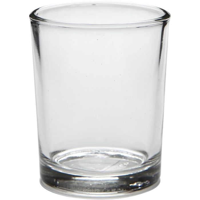 Tealight Holder in Glass, H: 6,5 cm, dia. 4,5 cm, 4 pc/ 1 pack